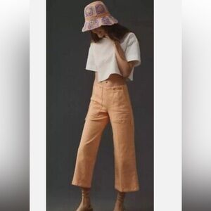 Anthropology Pilcro Peach Wide-Leg Cropped Pants, size 26